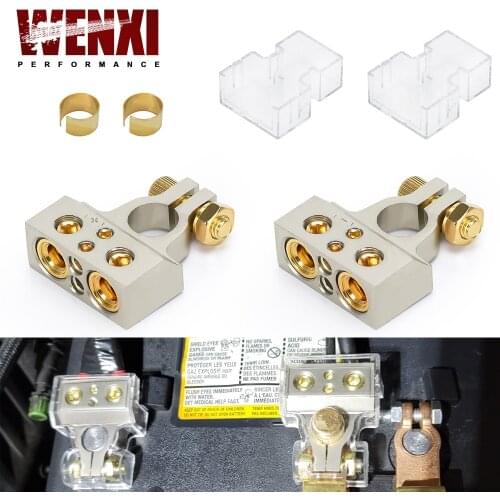 Car Battery Terminal Clamp w/ 2Shim +/- Positive & Negative 0/2/4/8/10 GA Gauge Battery Terminal Connectors AWG Auto Marine