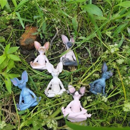 Sphynx Cat Meditate Collectible Figurines Miniature Handmade Decor Animals Figure Toys Animal Model Toy Home Garden Decor