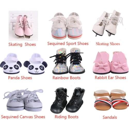 ZWSISU Doll Shoes 9 Styles Skating Sneaker Riding Rainbow Shoes Boots For 18 Inch American Doll & 43 Cm Baby Doll For Generation