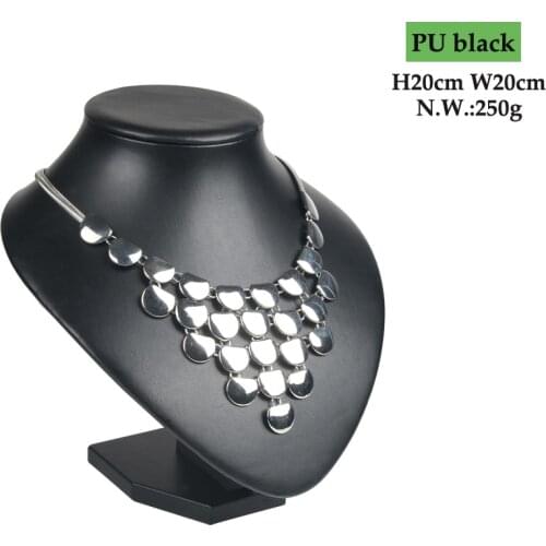 Fashion Hot Model Show Exhibitor 6 Options PU Black Leather Jewelry Display Woman Necklaces Pendants Mannequin Jewelry Stand