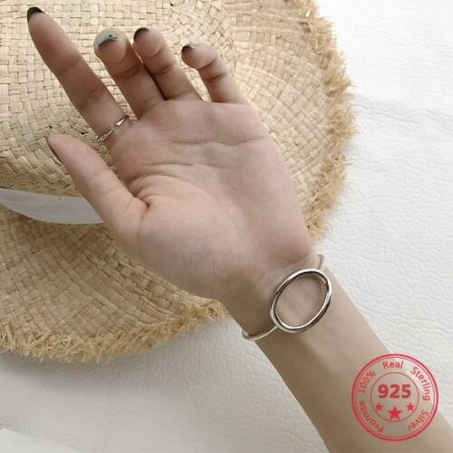 100% 925 Silver Fashion Minimalism Delicate Bangle Fine Jewelry for Female