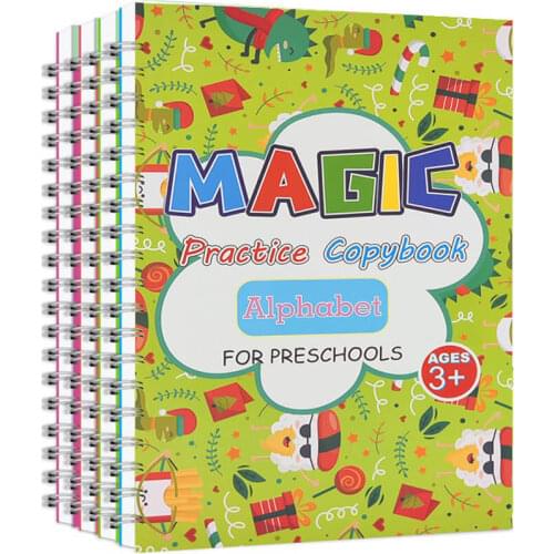 2 Books+23Pcs Copybook Set Practical Reusable Writing Tool For Children Wipe-free Children Copybook Magic Writing Stickers Gift