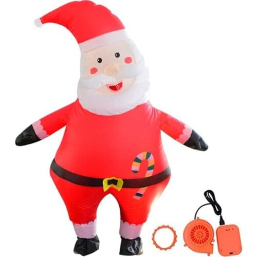 Inflatable Tilted Head Santa Claus Costume for Adult/ Teen Unisex Merry Christmas Blow Up Cosplay Festive Party Suit(Fits for th