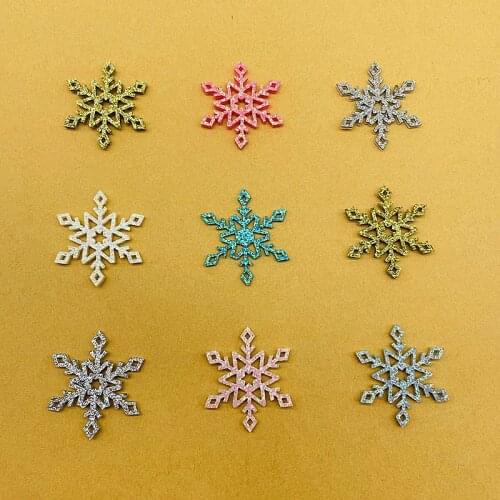 10 Pieces 4cm Snowflake Appliques Stick-on Fabric Pads Flower Felt fabric Pad for Scrapbooking Wedding Decor Garments Accessory