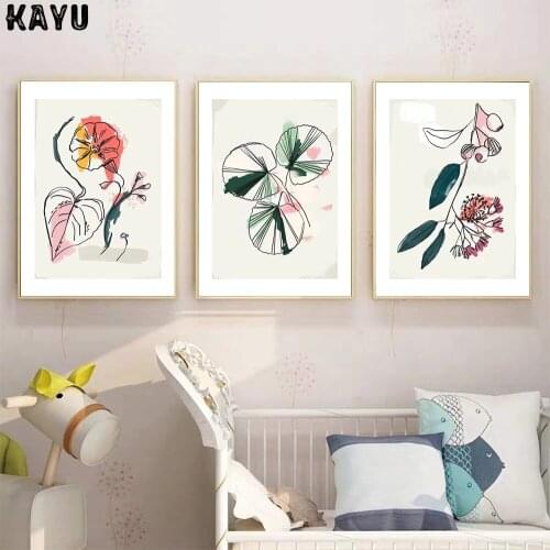 Pastoral Style Flower Lily Abstract Canvas Painting Wall Art Modular Morning Glory Posters Print Pictures Living Room Home Decor