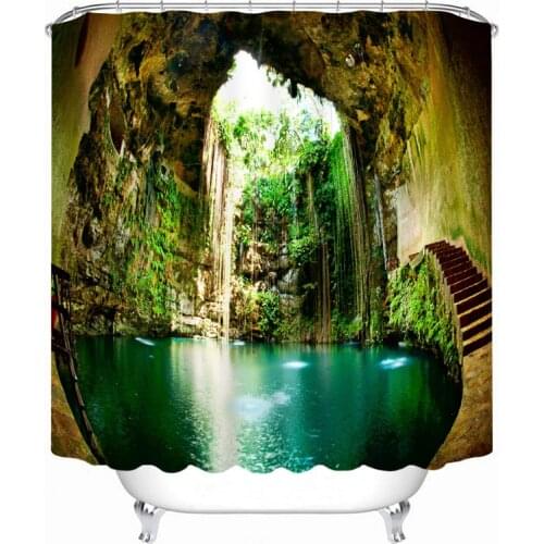 Latest Bathroom Products Landscape Scenery 3d Printing Shower Curtains Bathroom Curtain Waterproof Accessories Bath Curtain