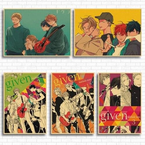 Given Anime Kraft Paper Poster Home Art Decoration Cloth Fabric Wall Art Painting For room Bar Wall Stickers Pictures