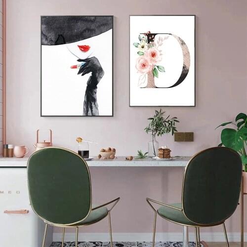 Nordic Fashion Letter Canvas Painting Abstract Woman Style Poster Living Room Decoration Wall Pictures For Room Decor Wall Decor