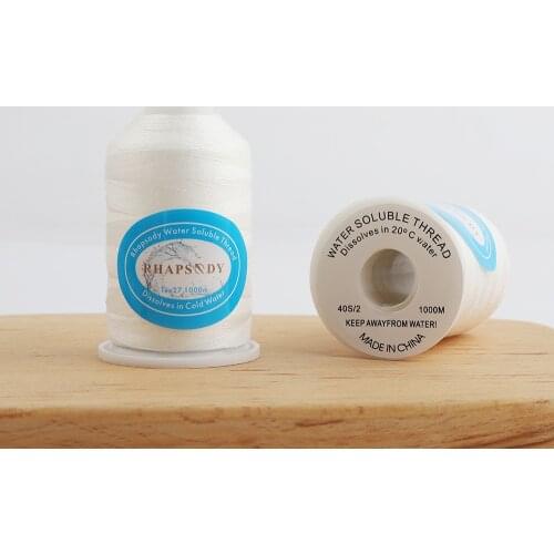 TEX 27 1000m White Color Water Soluble Sewing Thread 20C Wash Away Vanish Extra Quilting Basting Thread 40S/2
