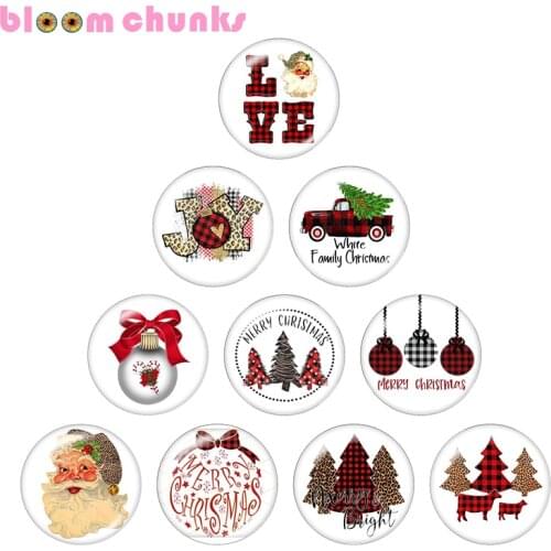 Christmas 12mm/18mm/20mm/25mm Round glass cabochon flat back Making snap button B7210