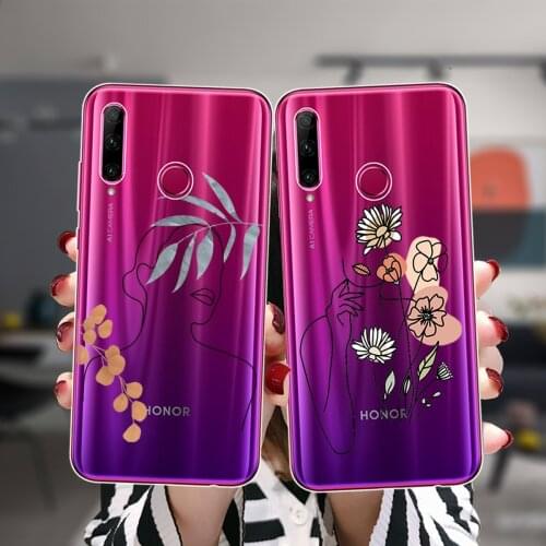 For Honor 50 Pro SE 30 10 20 10X Lite Pro 10i 20i 30i 8X 9X Fashion Protective Case Minimal Lines Woman Flowers Silicone Cover