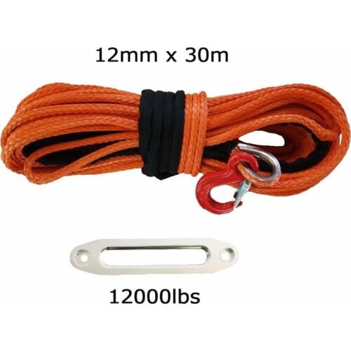 12mm x 30m synthetic winch Line cable rope with hook and fairlead (ATV UTV 4X4 4WD OFF-ROAD)