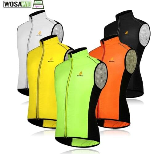 WOSAWE Windproof Cycling Sleeveless Vest Bicycle Jerseys Wind Coat Waterproof Bike Reflective Vest Men Women Sports Outwear