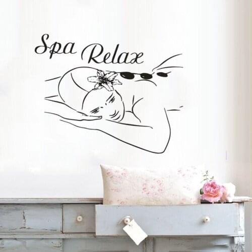 Massage Spa Sign Wall Stickers Spa Relax Vinyl Wall Decal Art Beauty Salon Decor Massage Removable Spa Wall Murals AZ988