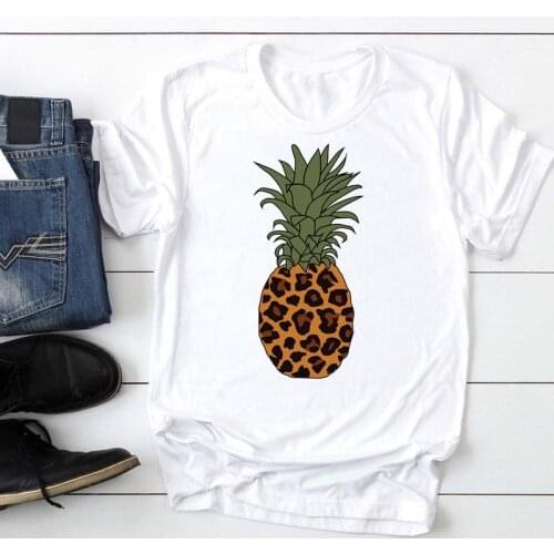 2021 Women Leopard Pineapple Fruit Clothing O-neck Fashion Cartoon Summer Stylish T Top Lady Print Tee Tshirts Clothes T-Shirt
