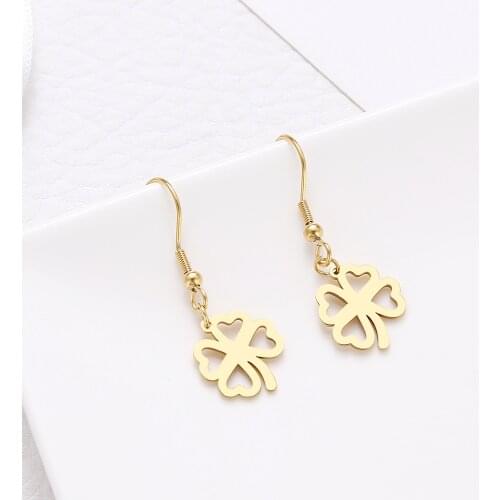 DOTIFI For Women Earring Best selling lucky Hollow Clover Flower Stainless Steel Gold Silver Color Fashion Engagement Jewelry