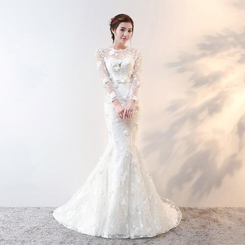 Wedding Dresses Illusion O-Neck Full Tulle Lace Appliques Embroidery Sequined A-Line Button Floor-Length Women Bride Gown GB049