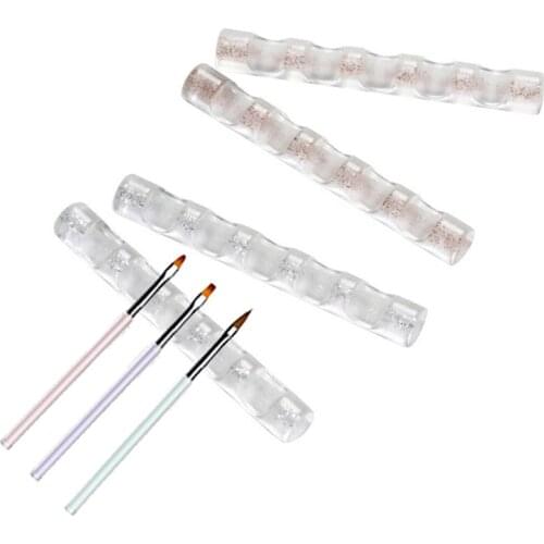 1Pc 5 Grids Acrylic Rack Nail Brush Stand Rest Painting Pen Holder Shelf Display Carrier Storage Tips Salon Manicure Tools