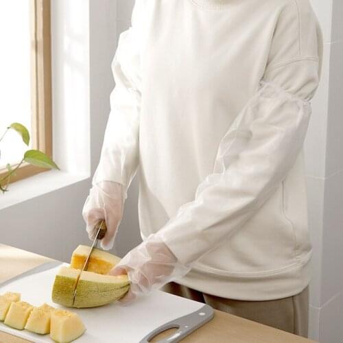 10Pcs/Pack Of Thicken And Lengthen Disposable Plastic Gloves For Cleaning, Gardening And Cooking Household With Rubber Band