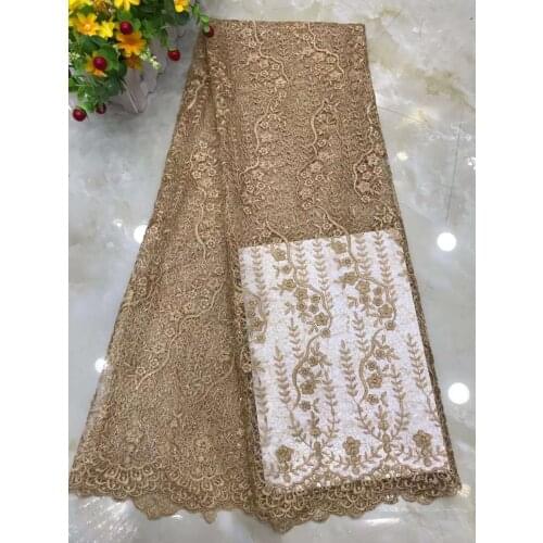 African Nigerian Mesh Lace Fabric Flowers Tulle Embroidery Craft Sewing Supplies Evening Party Wedding Dress 5 Yards Wholesale