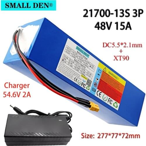 48V 15Ah 21700 lithium battery pack 13S3P 15000mAh 800-1000W High power Ebike battery 54.6V Electric bicycle BMS and 2A Charger