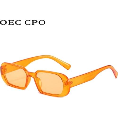 OEC CPO Rectangle Colorful Lens Sunglasses Women Personality Vintage Sun Glasses Ladies Fashion Eyeglasses Steampunk Eyewear