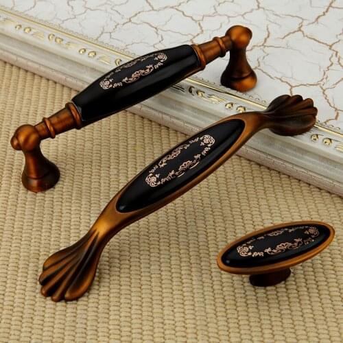 10pcs Free Shipping Kitchen Cupboard Antique Handle Bookcase China Zinc Alloy Knob Drawer Wardrobe TV Cabinet American Pull 96mm