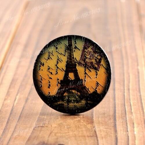 2Pcs 45mm The Eifel tower 3D Embossed Big Round Handmade Wood Cut Pendant make Necklaces, Bracelets,Brooch-(WIB-44)