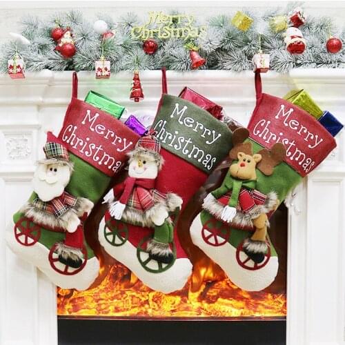Large christmas stockings Hanging Christmas tree decoration for home Christmas stocking kids Christmas gift New year Ornaments