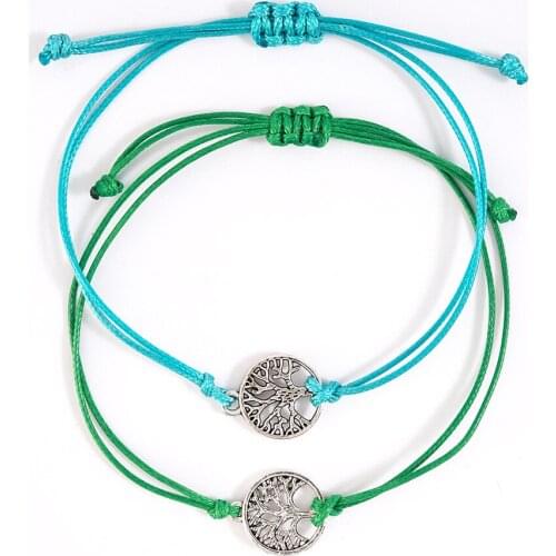 Friendship Bracelets Handmade Wish Bracelets, Adjustable Tree Life Braided Charm Bracelet for Women Men Best Friend Bracelets