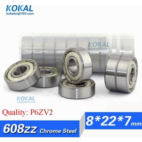 [CM608ZZ-P6]Free Shipping 10pcs chrome steel low noise ABEC-5 608-2Z bearing 160018ZZ 608ZZ 608-zz 8*22*7 ball bearing