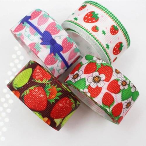 New arrival 1" (25mm) 10 yards Strawberry printed grosgrain ribbons for Headwear Gift Webbing Accessories DIY handmade materials