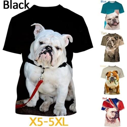 2021 Summer Fashion French Bulldog 3D Print T-Shirt with a Casual Crewneck Animal Print