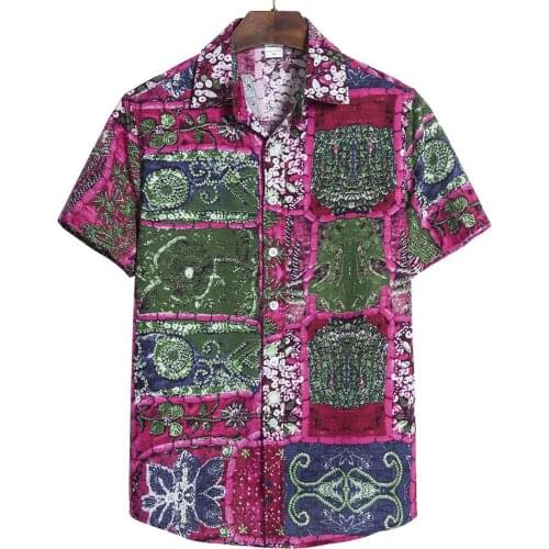 Summer New Print Men Shirt Vintage Clothes Hawaiian Beach Short Sleeve Casual Shirts Plus Szie Cardigan кимоно Blouses M-3XL