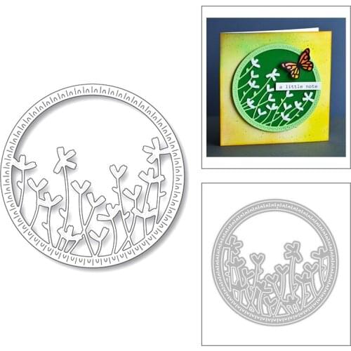 2020 New Round Shape Edge Embossing Flower and Leaf Background Metal Cutting Dies For Scrapbooking Greeting Card Making No Stamp