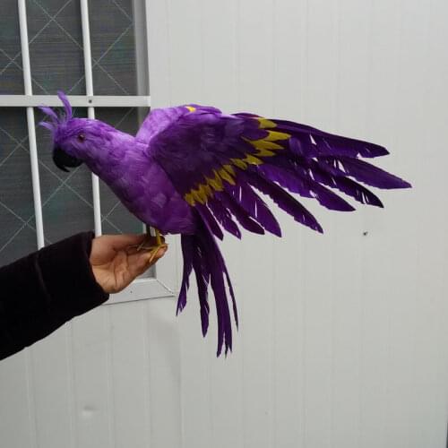 New simulation purple parrot toy polyethylene & furs flying parrot modelgift about 40cm 0701