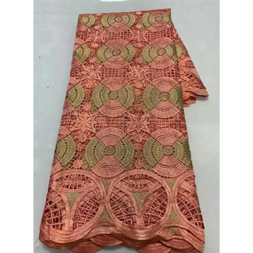 New Nigerian Guipure Lace Fabric 2021 African Cord Lace Fabric Stones Water Souble Cord Lace Fabric For Dresses Party Dress C4-5
