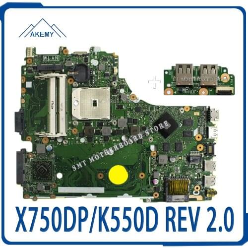 Send board+X750DP motherboard For Asus X750DP K550D X550D K550DP X550DP laptop motherboard rev2.0 X750DP mainboard original