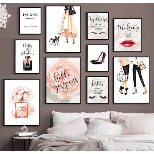 Paris Perfume Eyelash Nordic Posters And Prints Fashion Girl Makeup Wall Art Canvas Painting Wall Pictures For Living Room Decor