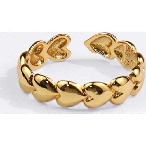 Silver Plated Heart-shaped Laminated Gold Ring Korean Fashion Womens Simple Jewelry Best Friend Gift Ring Womens Jewelry