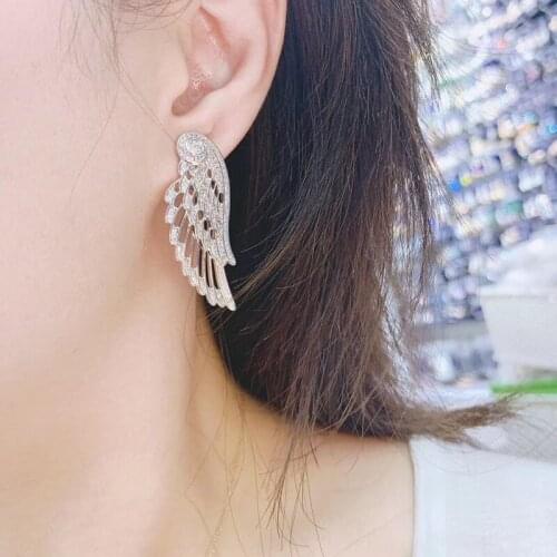 Luxury Fairy Wing Long Dangle Earrings for Women Wedding Full Micro CZ Cubic Zircon Dubai Indian Earrings Bohemia Hot E7891