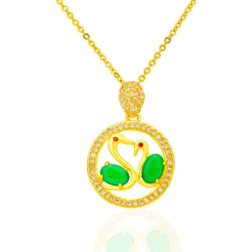 Luxury Necklaces for Women Birthday Gift Rhinestone Swan Korean Fashion 24K Gold Color Austrian Crystal Necklace Wedding Jewelry