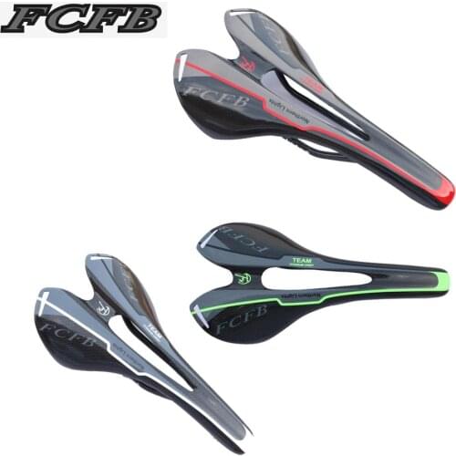 FCFB 3 colors saddle road bike red green white Carbon Fiber r saddles bicycle sillin bici Rail bow cushion 114g