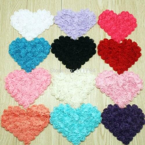 4.75" chiffon heart,chiffon rose heart trim(50PCS/color 12 colors IN STOCK)