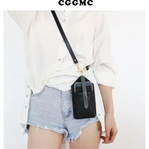 Fashion Genuine Leather Women Shoulder Phone Bag with Card Slots Snake Leather Crossbody Mobile Phone Bag for Iphone 12 pro max