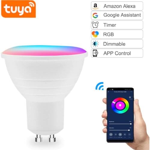 GU10 E27 Spotlight WiFi Smart Light Bulb 5w RGB+CW AC85-265V Smart Bulb voice Remote Control RGB Light Lamp For Decor Home