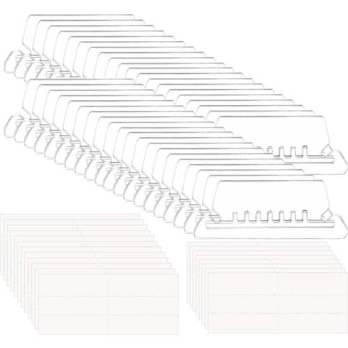 100PCS Universal Transparent Plastic Hanging Folder Index Tabs + 200PCS Paper Inserts for Office School Quick Identification