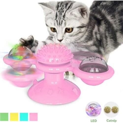 Whirling Scratching With Led Ball Teasing Interactive Massage Kitten Turntable Pet Tickle Soft Educational Windmill Cat Toy