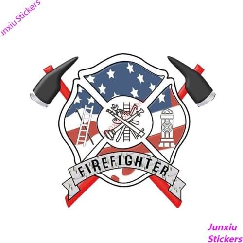 Car Firefighter Axes Maltese Cross Vinyl Sticker Decals for Bumper Window Waterproof Accessories Interior KK14*11cm