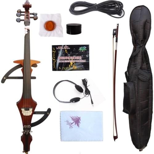 Yinfente 4/4 Electric Cello Sweet Sound ebony Fittings Solid Wood Professional 5 string or 4 string can choose